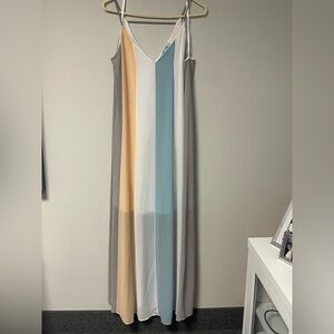 She & Sky Color Block Striped Maxi Dress size L